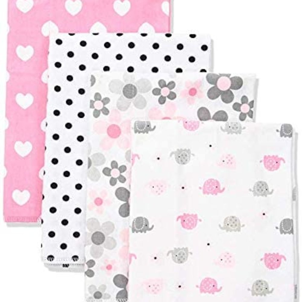 Burp Cloth bibs, Elephants/Flowers, 20 x 14 US